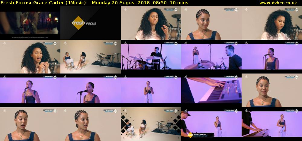 Fresh Focus: Grace Carter (4Music) Monday 20 August 2018 08:50 - 09:00