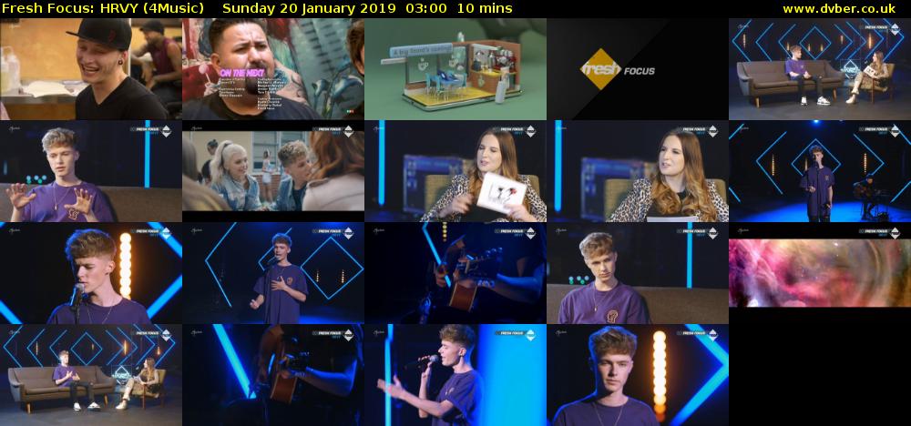 Fresh Focus: HRVY (4Music) Sunday 20 January 2019 03:00 - 03:10