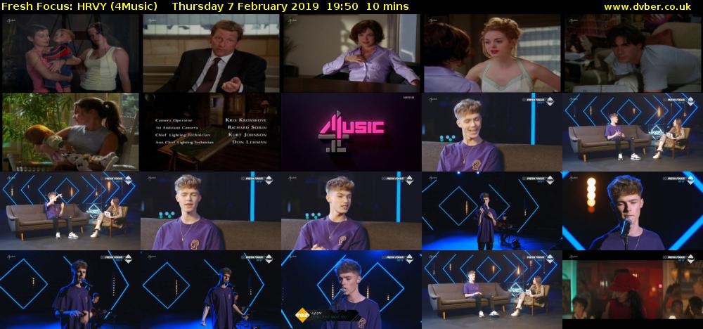 Fresh Focus: HRVY (4Music) Thursday 7 February 2019 19:50 - 20:00