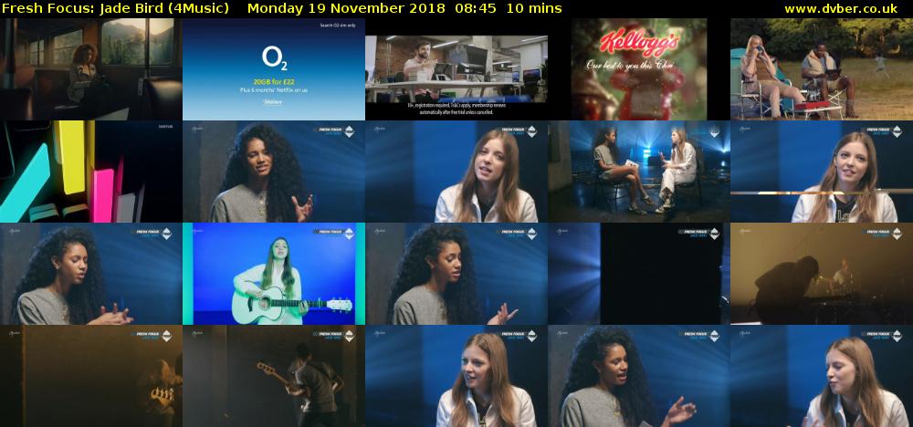 Fresh Focus: Jade Bird (4Music) Monday 19 November 2018 08:45 - 08:55