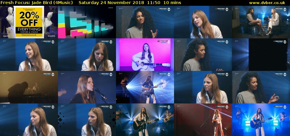 Fresh Focus: Jade Bird (4Music) Saturday 24 November 2018 11:50 - 12:00