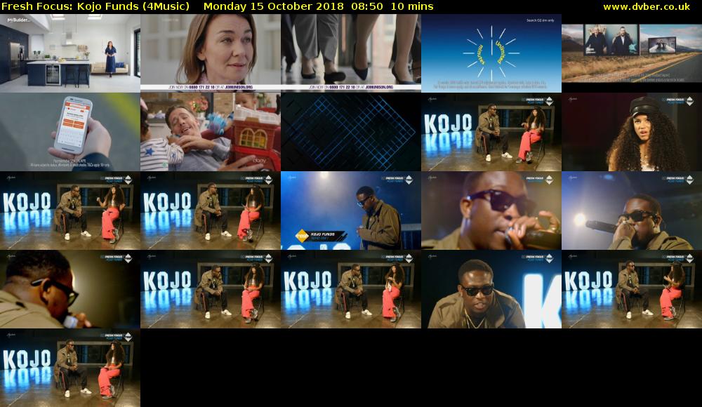 Fresh Focus: Kojo Funds (4Music) Monday 15 October 2018 08:50 - 09:00