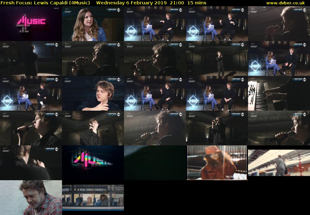 Fresh Focus: Lewis Capaldi (4Music) Wednesday 6 February 2019 21:00 - 21:15