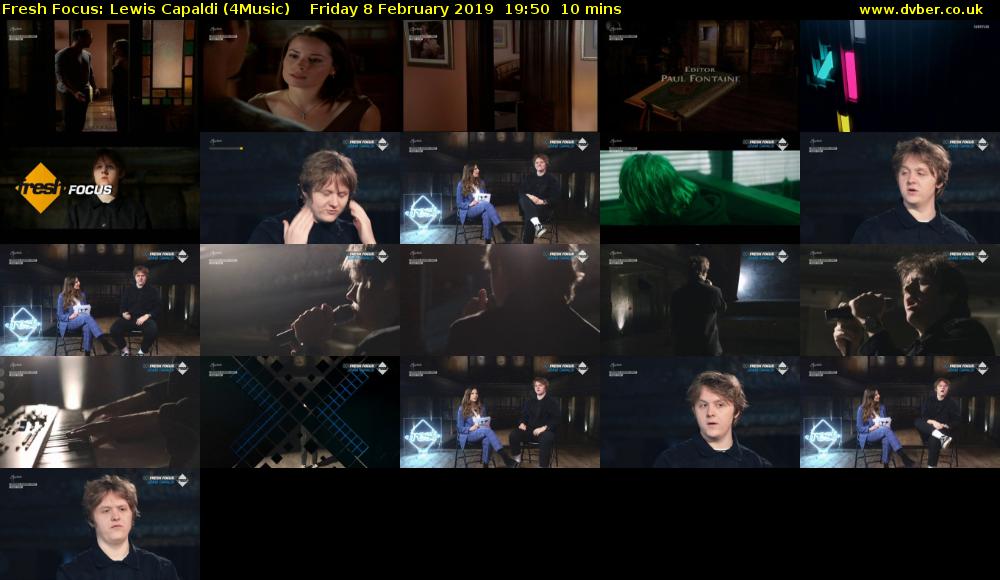 Fresh Focus: Lewis Capaldi (4Music) Friday 8 February 2019 19:50 - 20:00