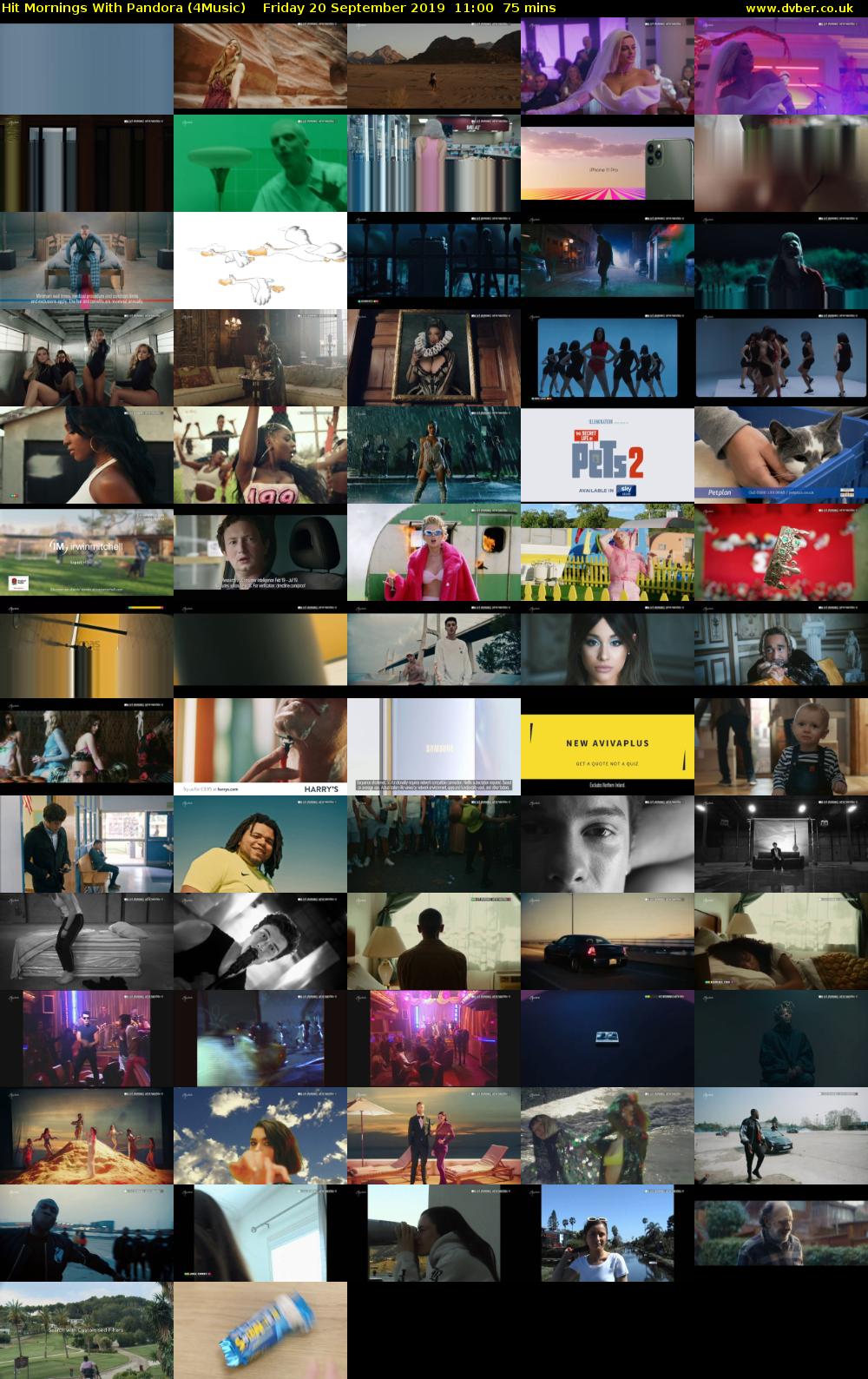 Hit Mornings With Pandora (4Music) Friday 20 September 2019 11:00 - 12:15
