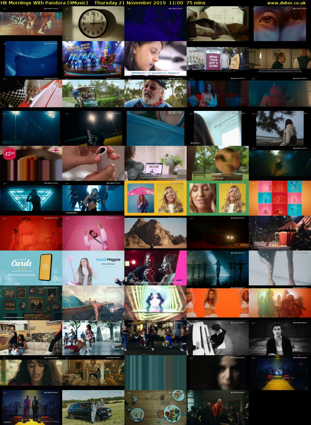 Hit Mornings With Pandora (4Music) Thursday 21 November 2019 11:00 - 12:15