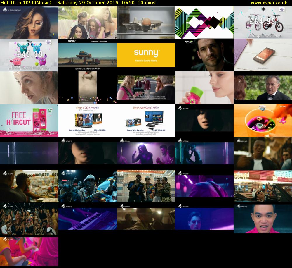 Hot 10 In 10! (4Music) Saturday 29 October 2016 10:50 - 11:00
