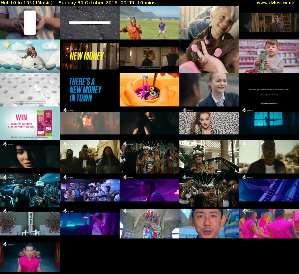 Hot 10 In 10! (4Music) Sunday 30 October 2016 09:45 - 09:55