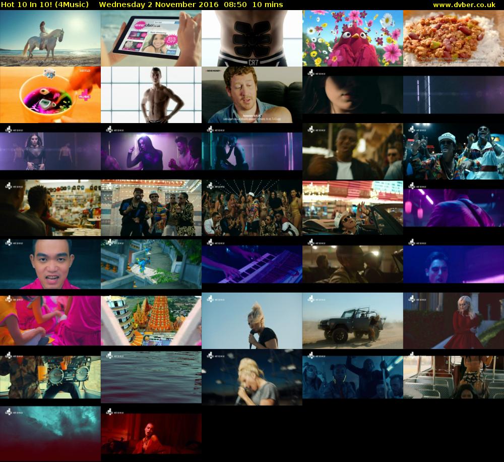 Hot 10 In 10! (4Music) Wednesday 2 November 2016 08:50 - 09:00