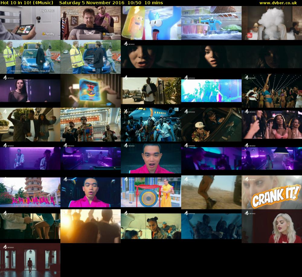 Hot 10 In 10! (4Music) Saturday 5 November 2016 10:50 - 11:00