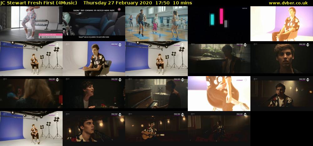 JC Stewart Fresh First (4Music) Thursday 27 February 2020 17:50 - 18:00
