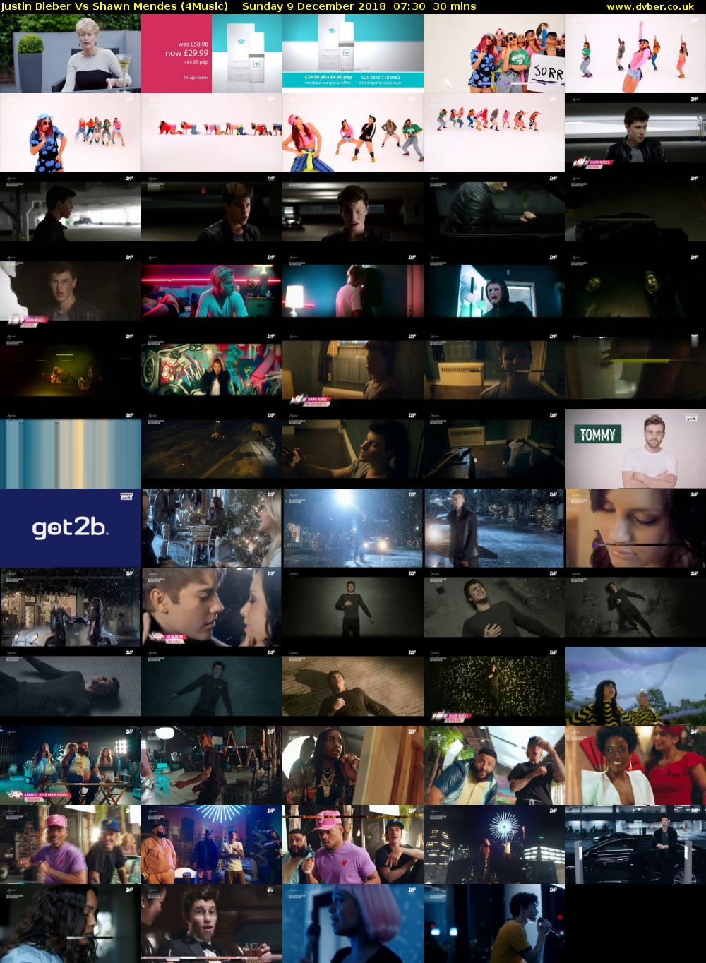 Justin Bieber Vs Shawn Mendes (4Music) Sunday 9 December 2018 07:30 - 08:00