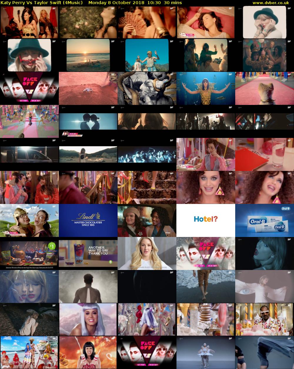 Katy Perry Vs Taylor Swift (4Music) Monday 8 October 2018 10:30 - 11:00