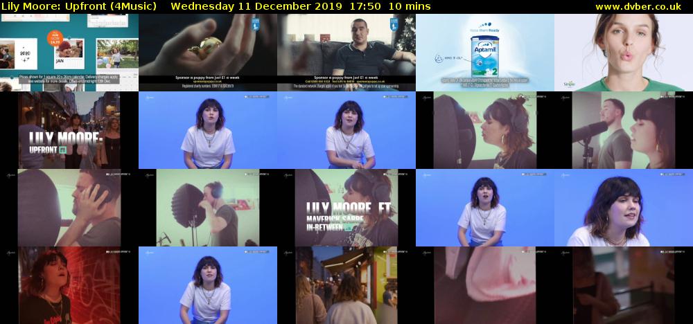 Lily Moore: Upfront (4Music) Wednesday 11 December 2019 17:50 - 18:00