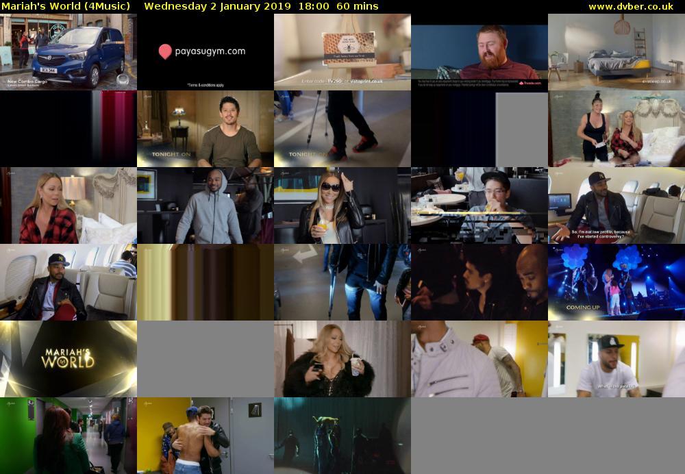 Mariah's World (4Music) Wednesday 2 January 2019 18:00 - 19:00