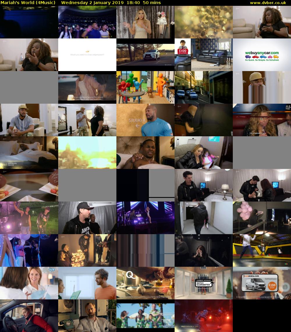 Mariah's World (4Music) Wednesday 2 January 2019 18:40 - 19:30