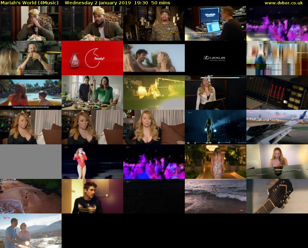 Mariah's World (4Music) Wednesday 2 January 2019 19:30 - 20:20
