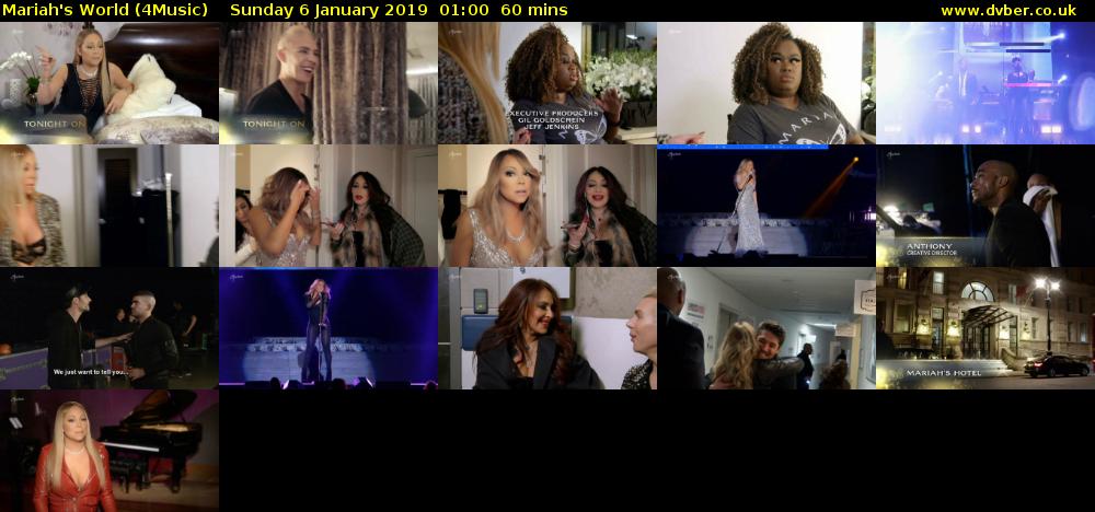 Mariah's World (4Music) Sunday 6 January 2019 01:00 - 02:00