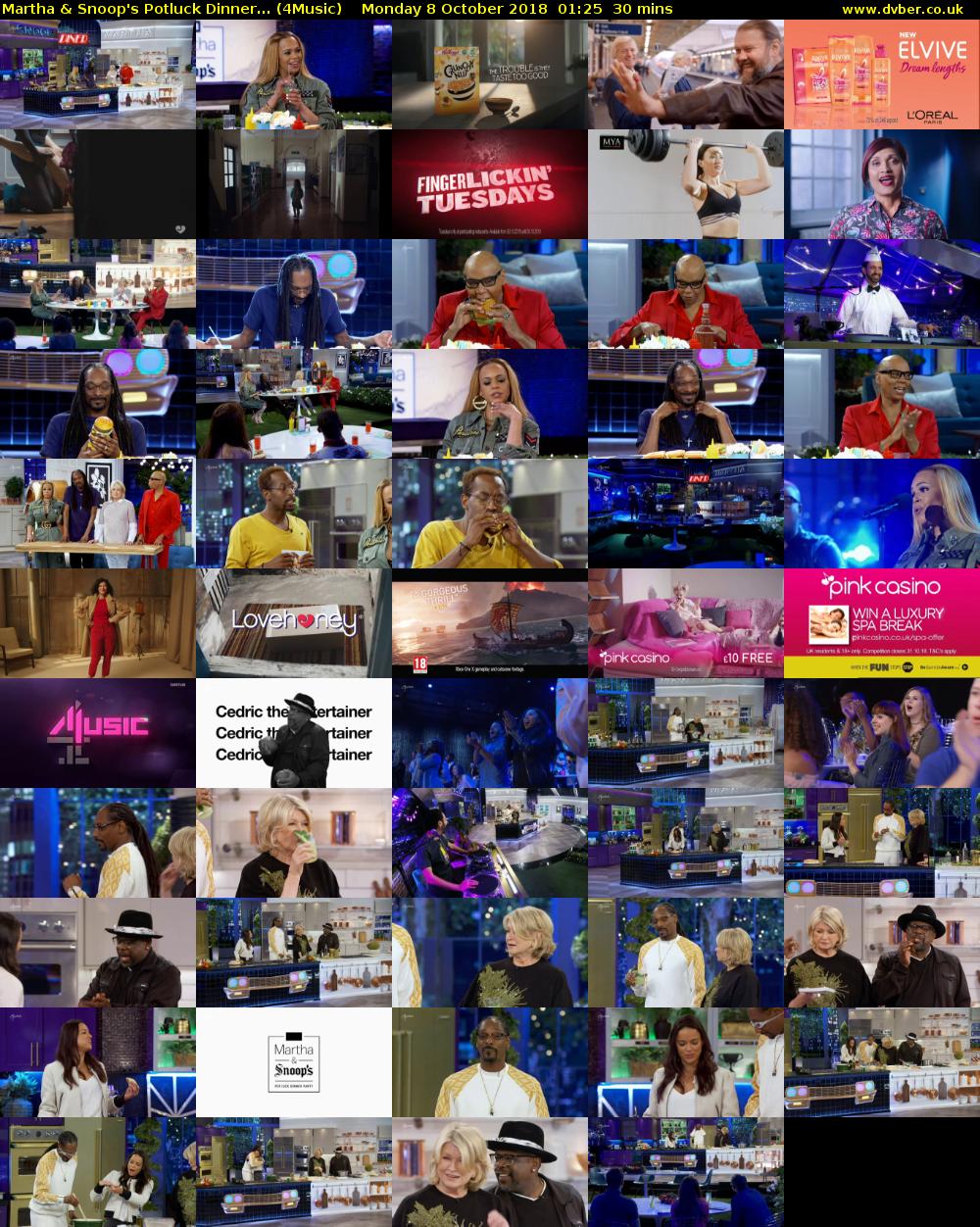 Martha & Snoop's Potluck Dinner... (4Music) Monday 8 October 2018 01:25 - 01:55