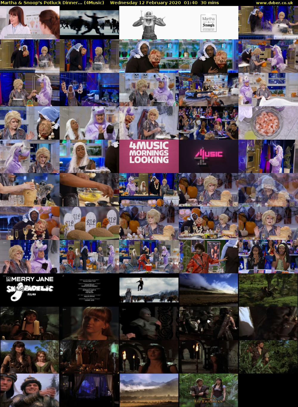 Martha & Snoop's Potluck Dinner... (4Music) Wednesday 12 February 2020 01:40 - 02:10