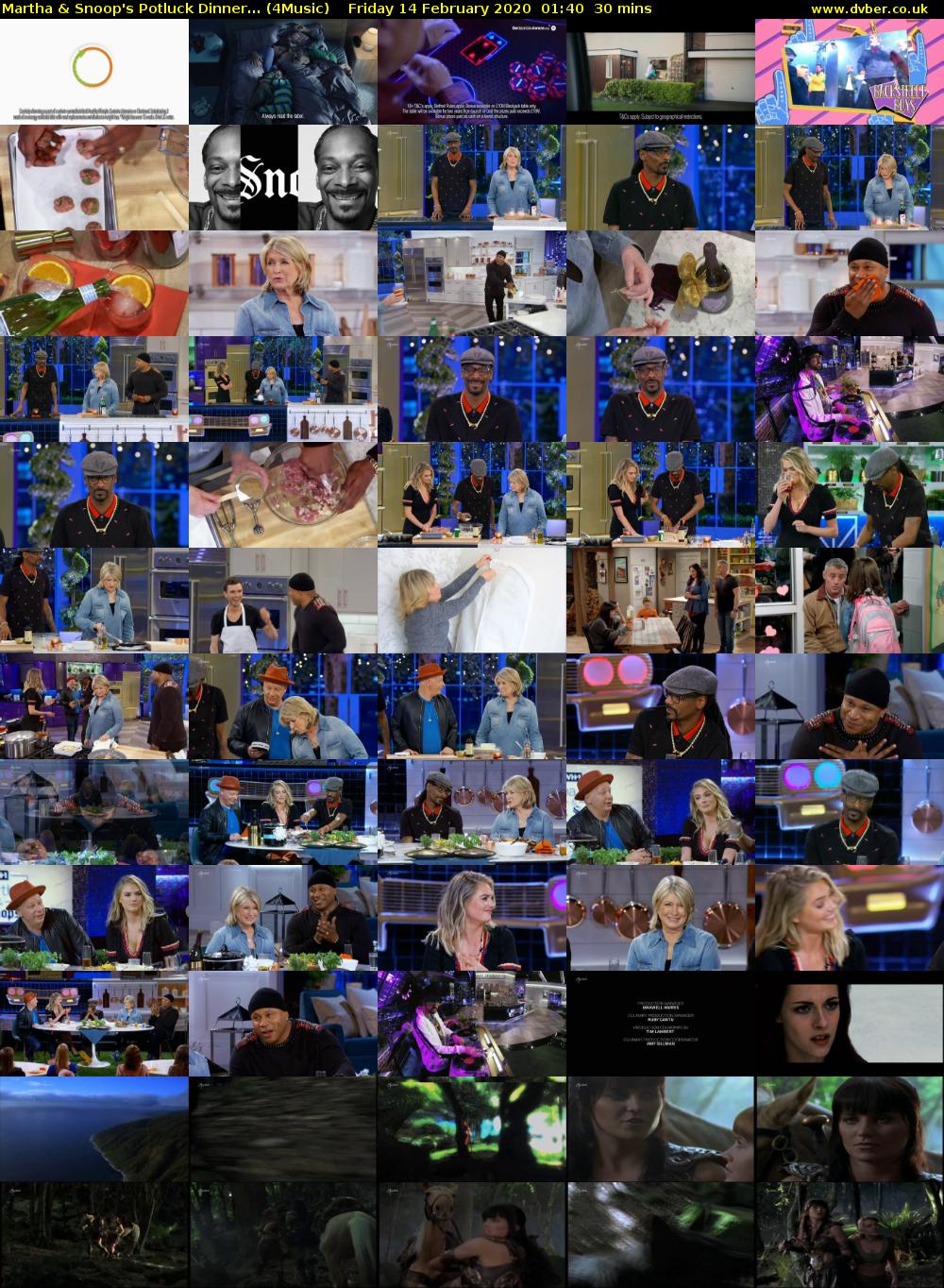 Martha & Snoop's Potluck Dinner... (4Music) Friday 14 February 2020 01:40 - 02:10