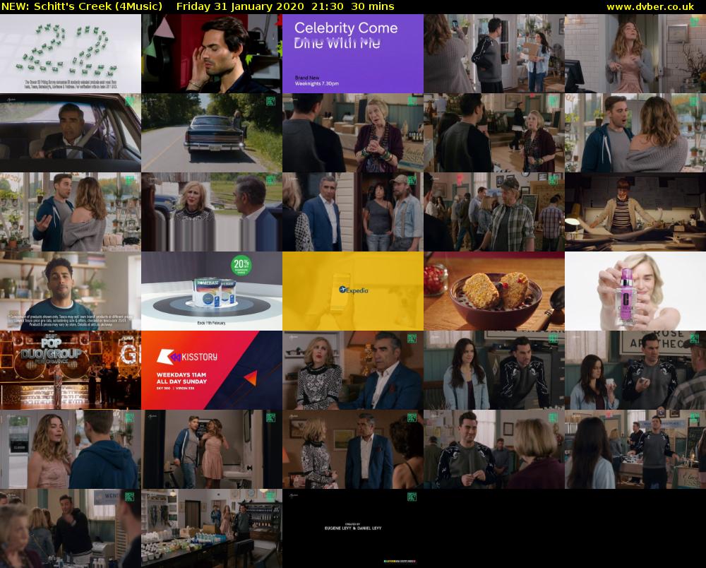 NEW: Schitt's Creek (4Music) Friday 31 January 2020 21:30 - 22:00