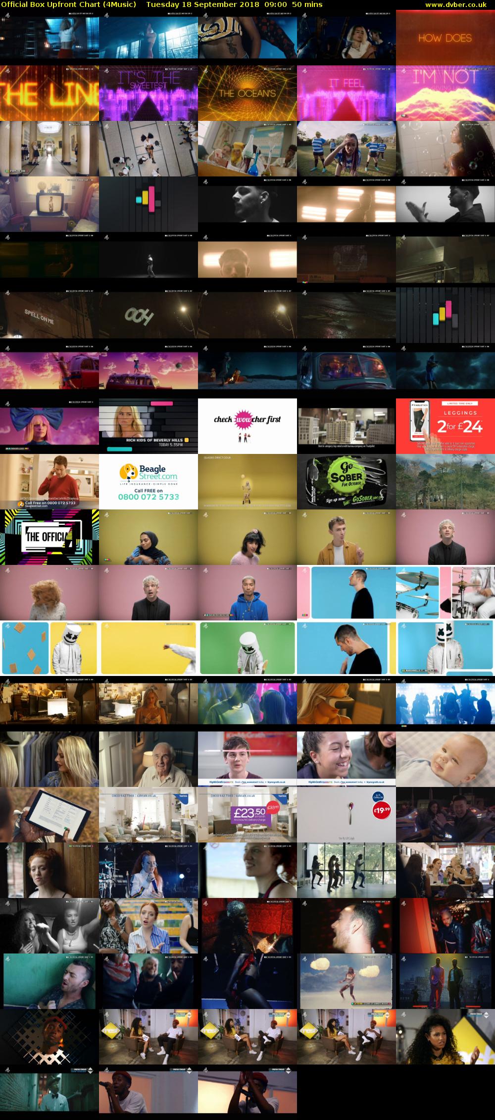 Official Box Upfront Chart (4Music) Tuesday 18 September 2018 09:00 - 09:50