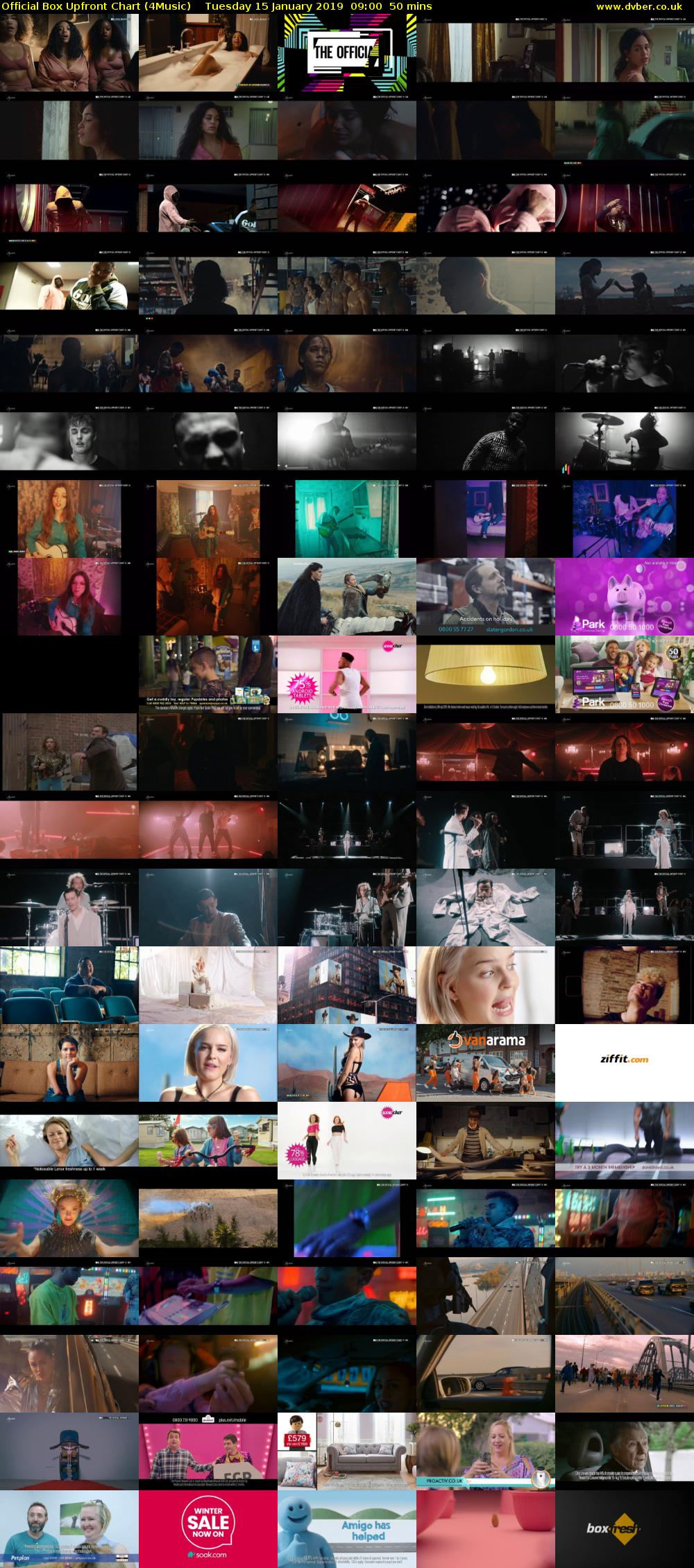 Official Box Upfront Chart (4Music) Tuesday 15 January 2019 09:00 - 09:50