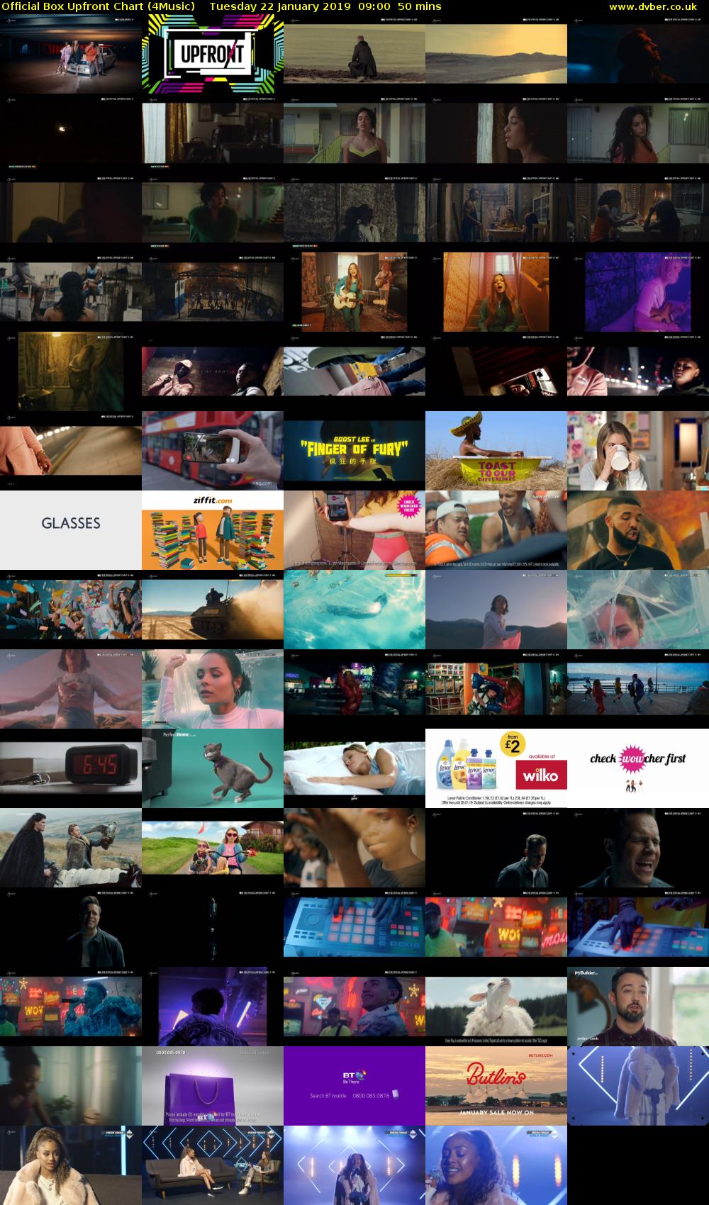 Official Box Upfront Chart (4Music) Tuesday 22 January 2019 09:00 - 09:50