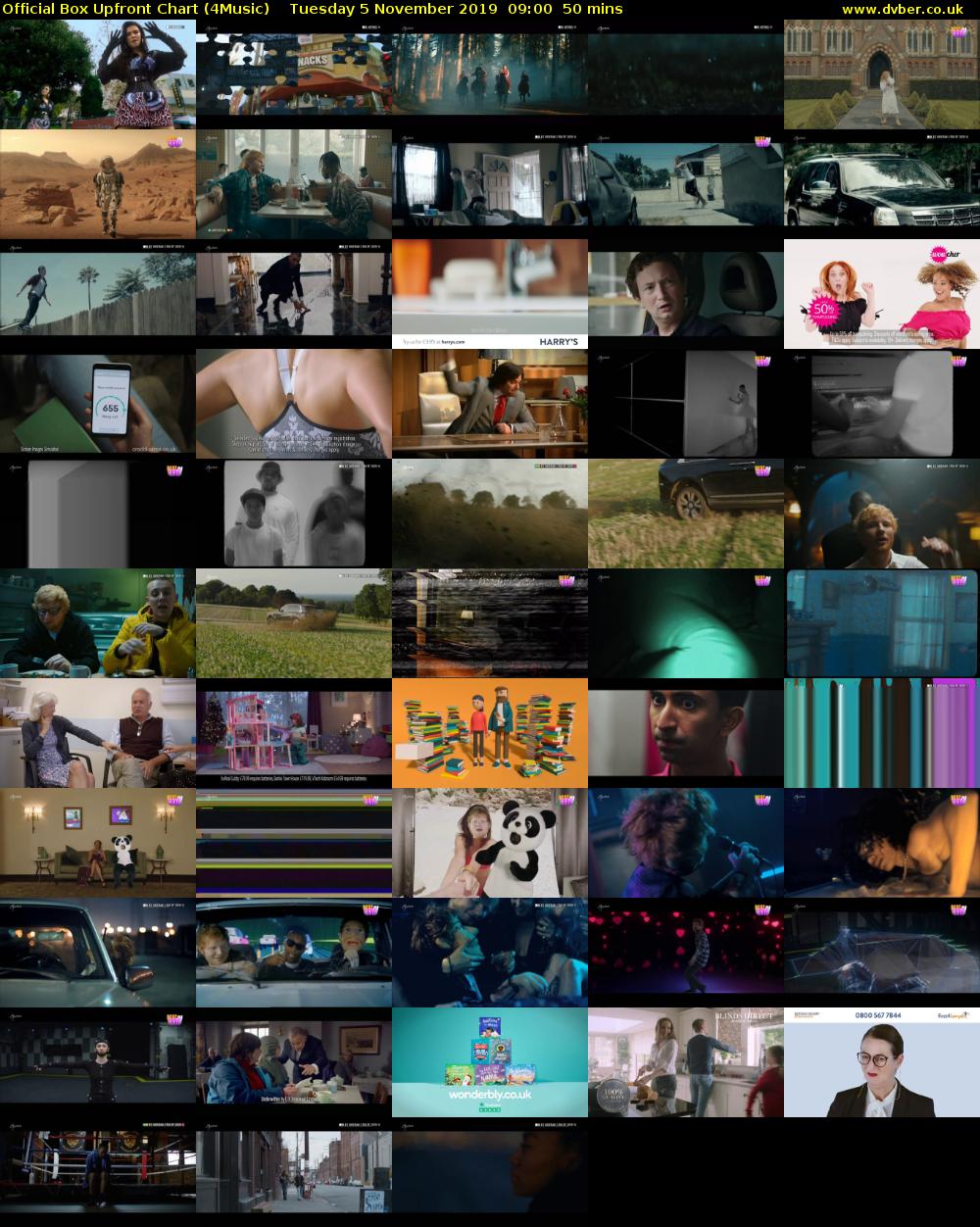 Official Box Upfront Chart (4Music) Tuesday 5 November 2019 09:00 - 09:50