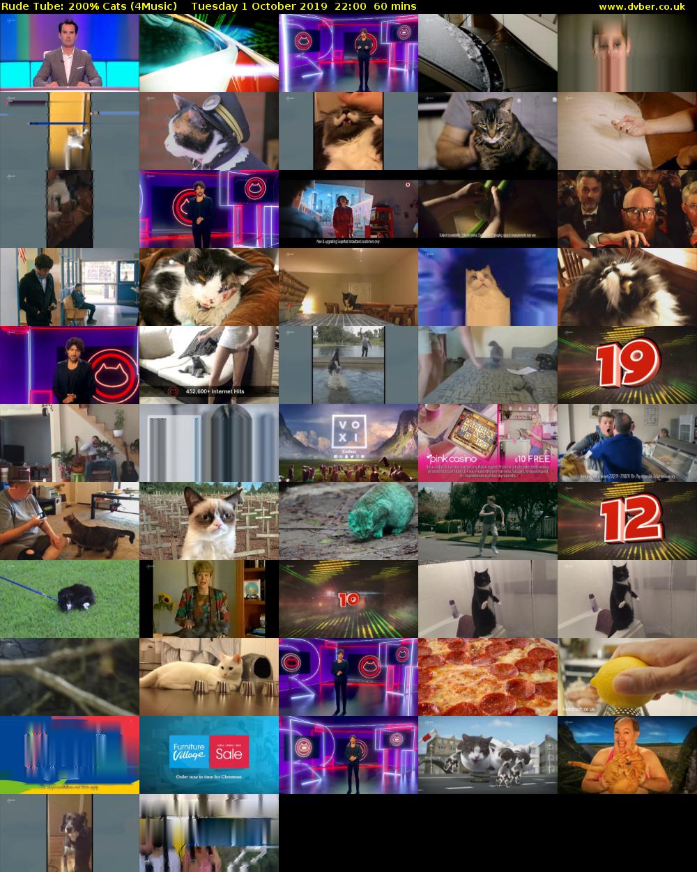 Rude Tube: 200% Cats (4Music) Tuesday 1 October 2019 22:00 - 23:00
