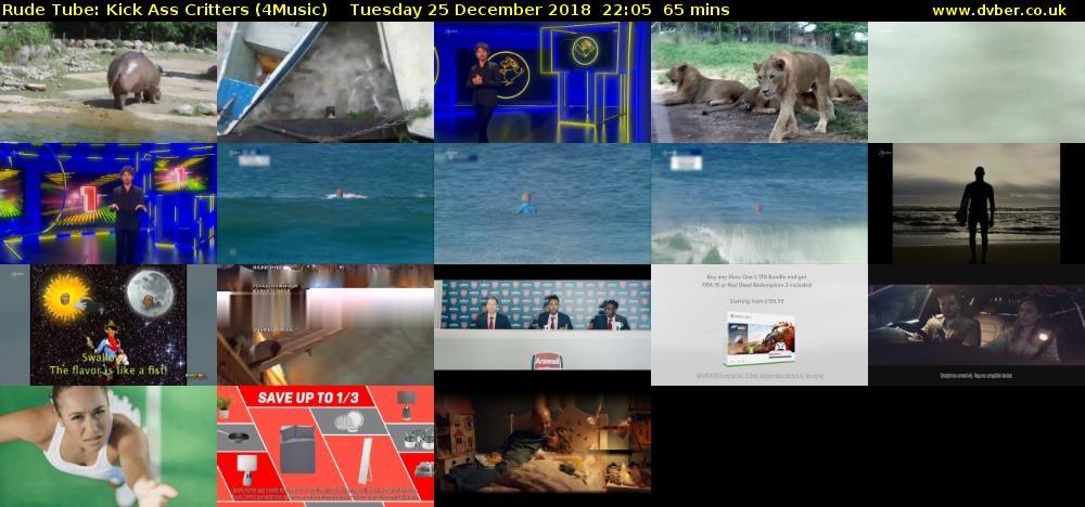 Rude Tube: Kick Ass Critters (4Music) Tuesday 25 December 2018 22:05 - 23:10