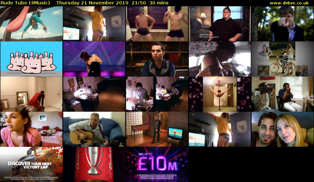 Rude Tube (4Music) Thursday 21 November 2019 21:50 - 22:20