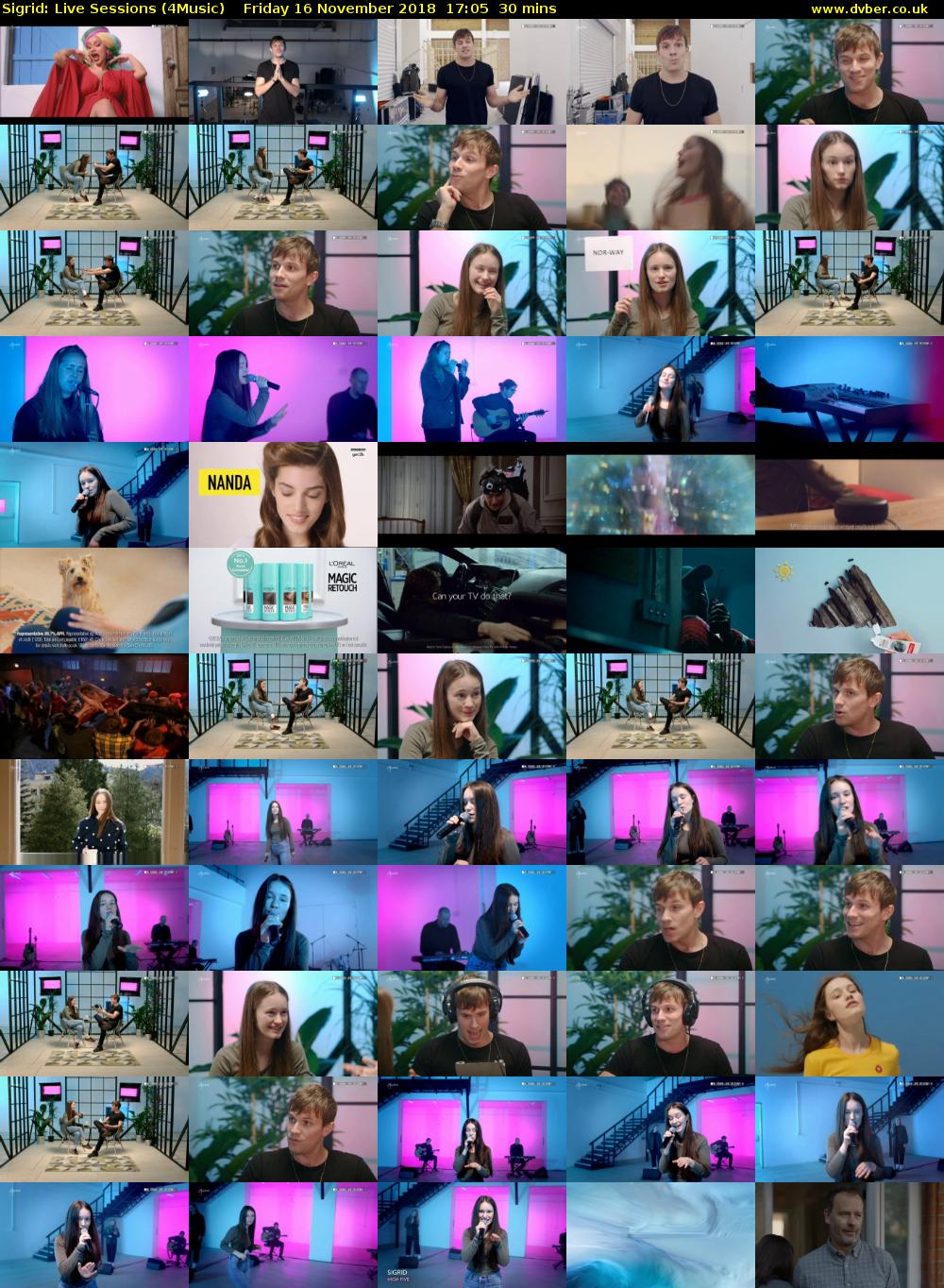Sigrid: Live Sessions (4Music) Friday 16 November 2018 17:05 - 17:35