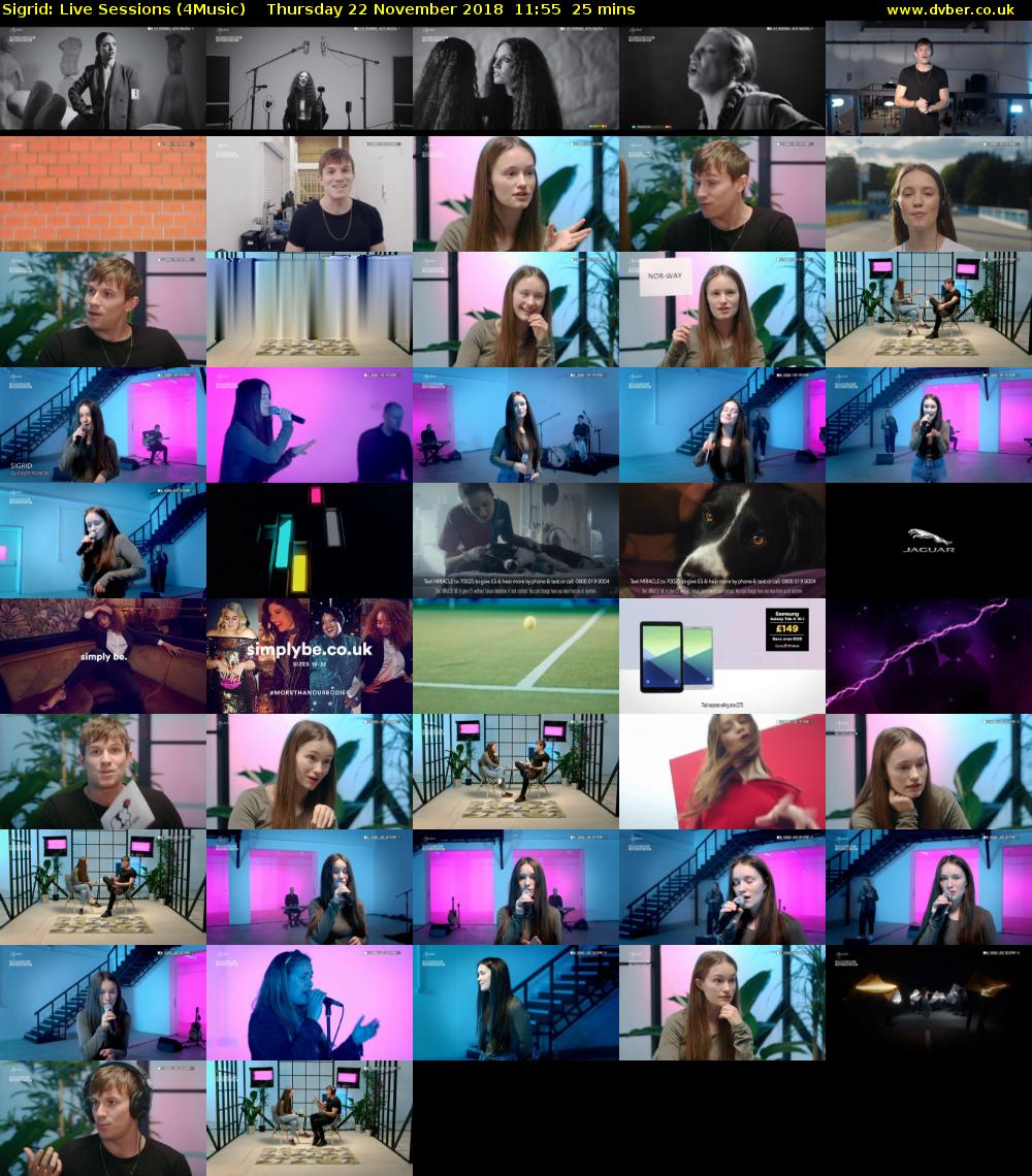 Sigrid: Live Sessions (4Music) Thursday 22 November 2018 11:55 - 12:20