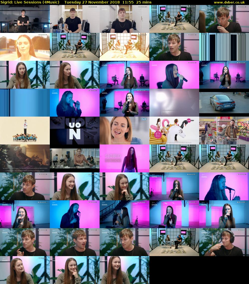 Sigrid: Live Sessions (4Music) Tuesday 27 November 2018 11:55 - 12:20
