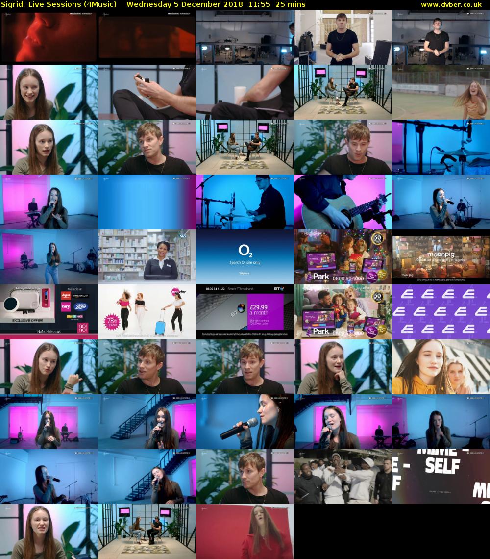 Sigrid: Live Sessions (4Music) Wednesday 5 December 2018 11:55 - 12:20