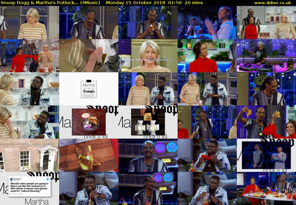 Snoop Dogg & Martha's Potluck... (4Music) Monday 15 October 2018 01:50 - 02:10