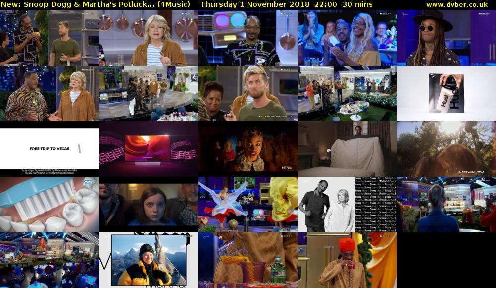 Snoop Dogg & Martha's Potluck... (4Music) Thursday 1 November 2018 22:00 - 22:30