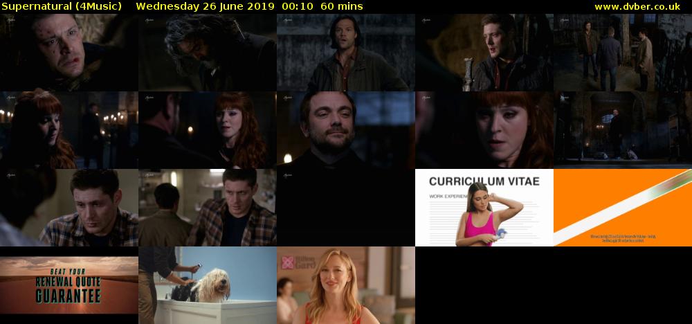 Supernatural (4Music) Wednesday 26 June 2019 00:10 - 01:10