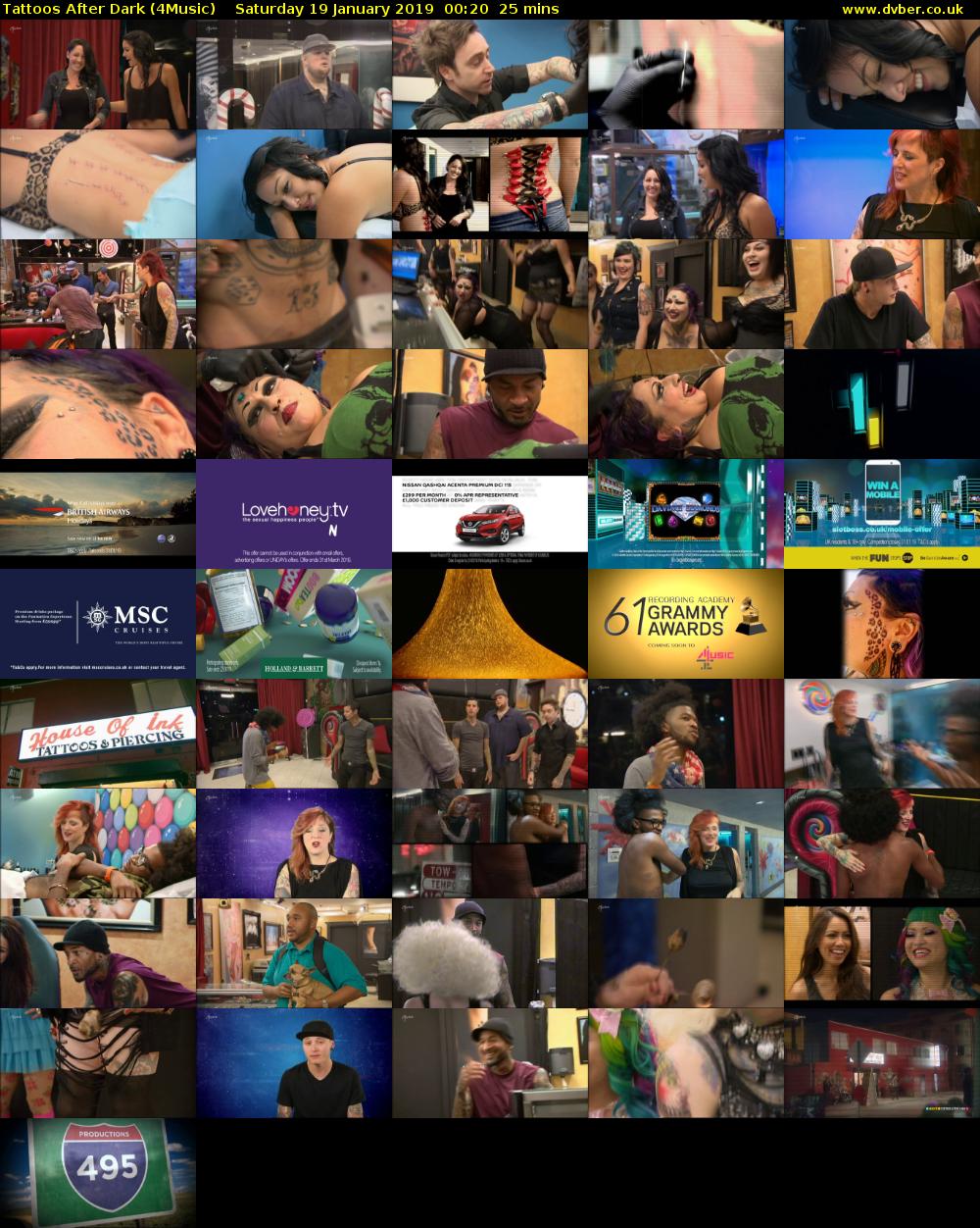 Tattoos After Dark (4Music) Saturday 19 January 2019 00:20 - 00:45