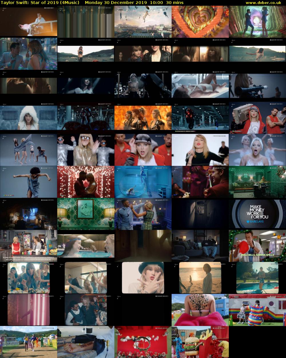 Taylor Swift: Star of 2019 (4Music) Monday 30 December 2019 10:00 - 10:30