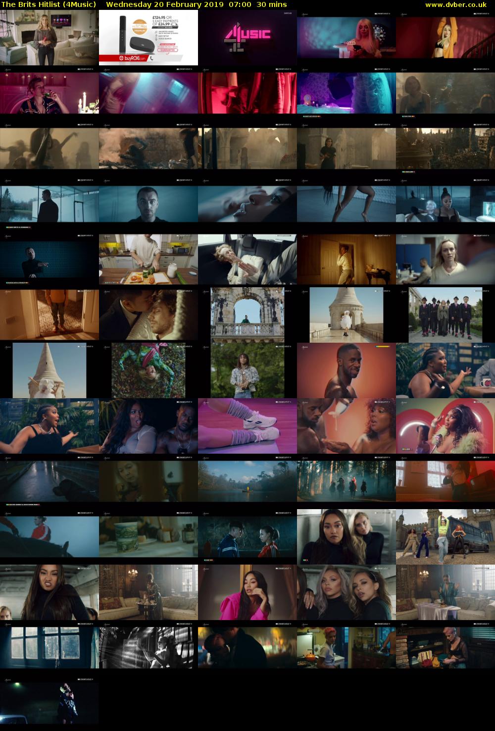 The Brits Hitlist (4Music) Wednesday 20 February 2019 07:00 - 07:30