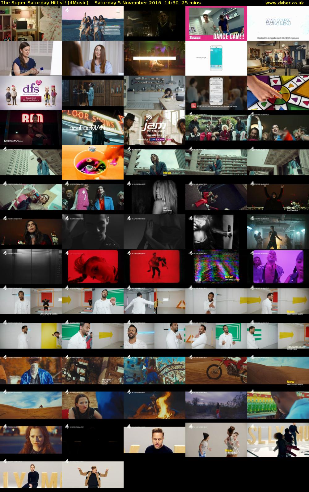 The Super Saturday Hitlist! (4Music) Saturday 5 November 2016 14:30 - 14:55