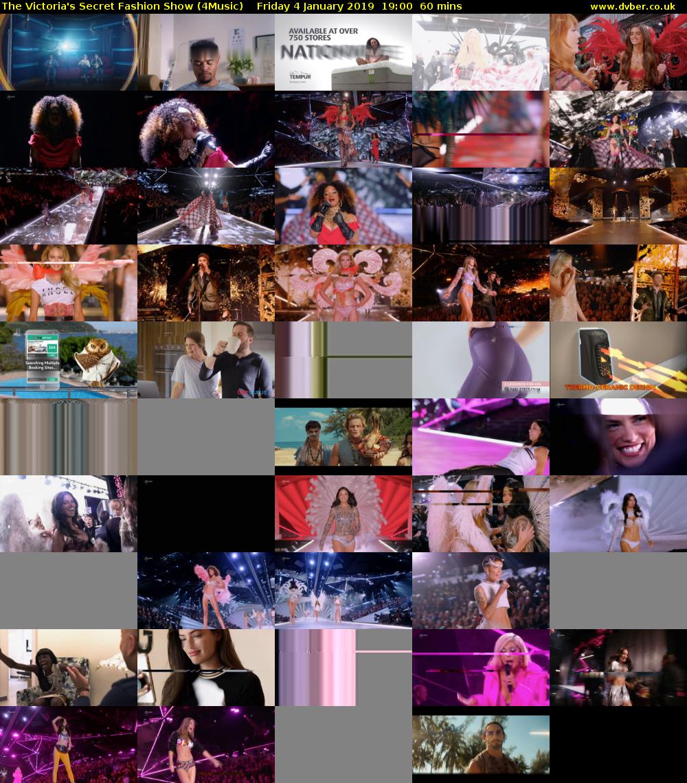 The Victoria's Secret Fashion Show (4Music) Friday 4 January 2019 19:00 - 20:00