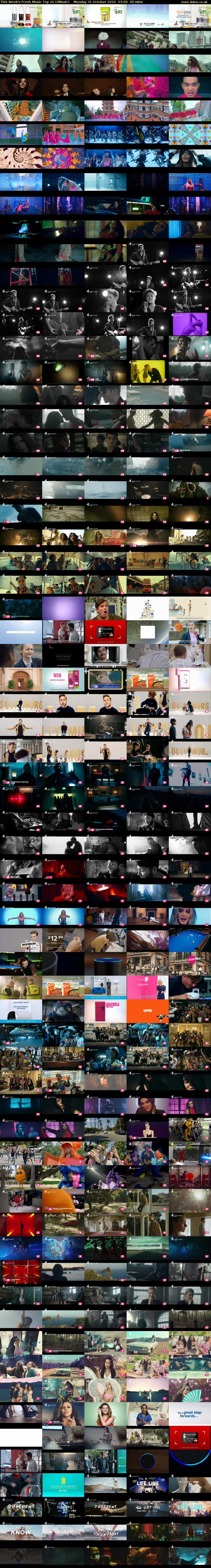 This Week's Fresh Music Top 20 (4Music) Monday 31 October 2016 07:00 - 08:30