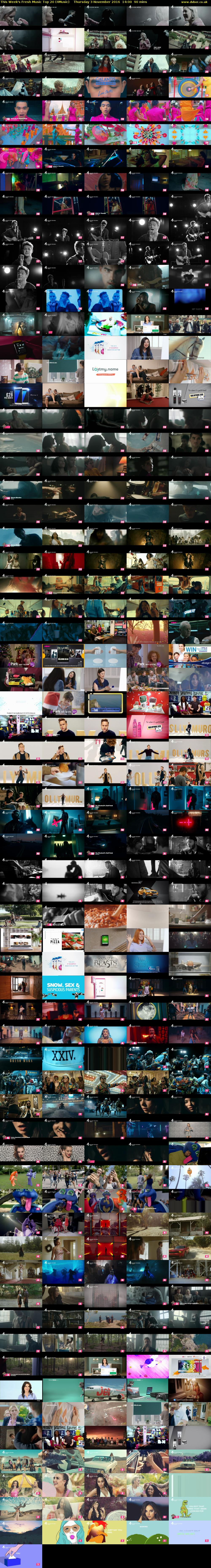 This Week's Fresh Music Top 20 (4Music) Thursday 3 November 2016 14:00 - 15:30