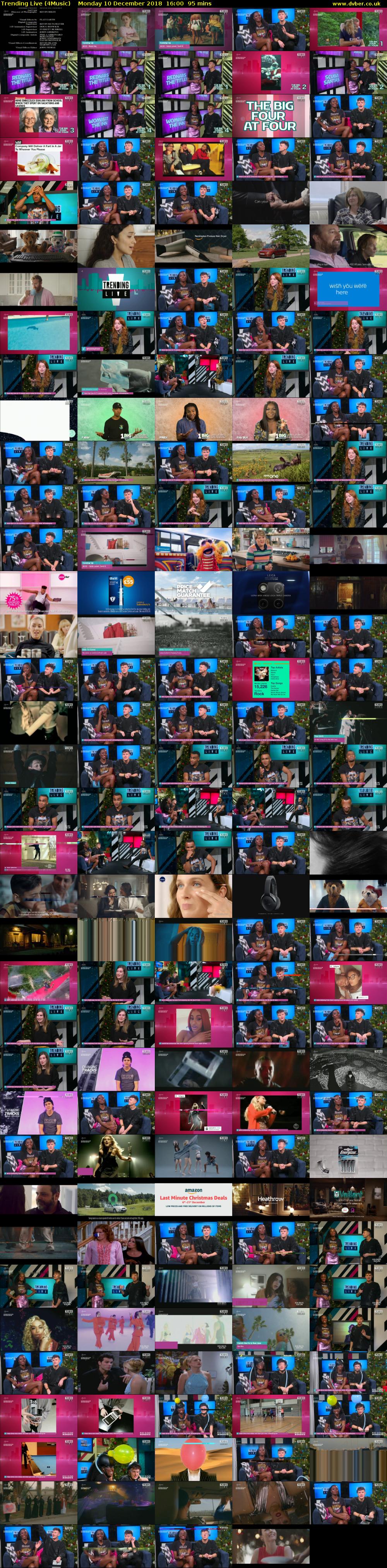 Trending Live (4Music) Monday 10 December 2018 16:00 - 17:35