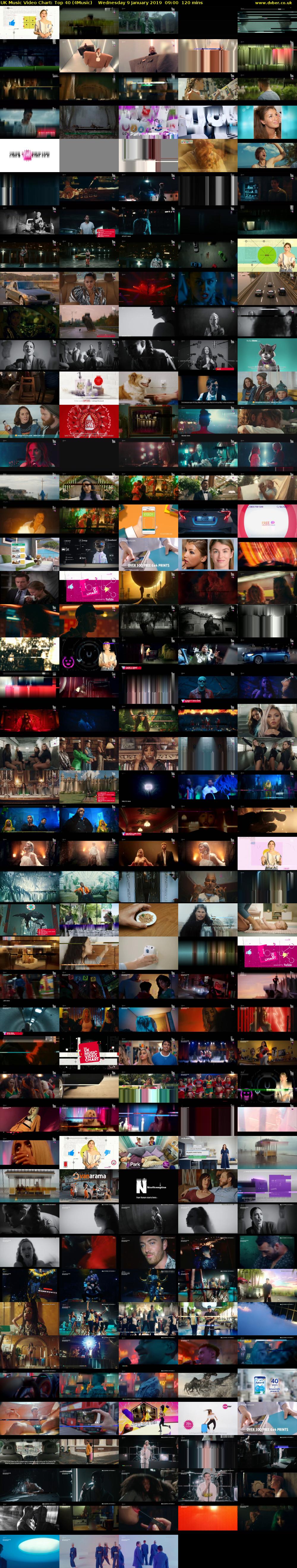 UK Music Video Chart: Top 40 (4Music) Wednesday 9 January 2019 09:00 - 11:00