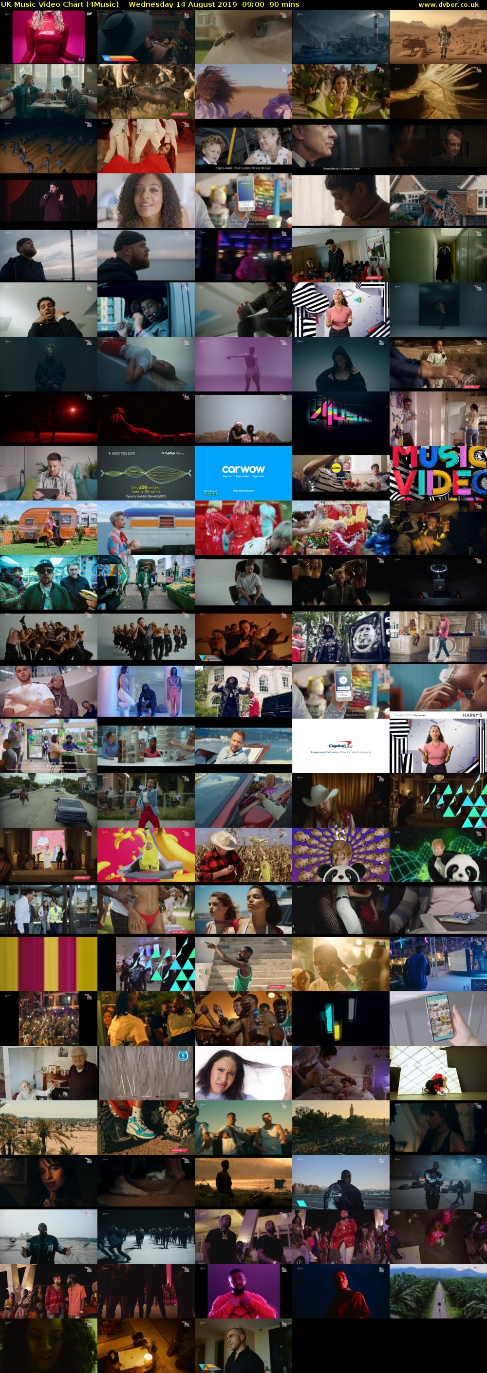 UK Music Video Chart (4Music) Wednesday 14 August 2019 09:00 - 10:30